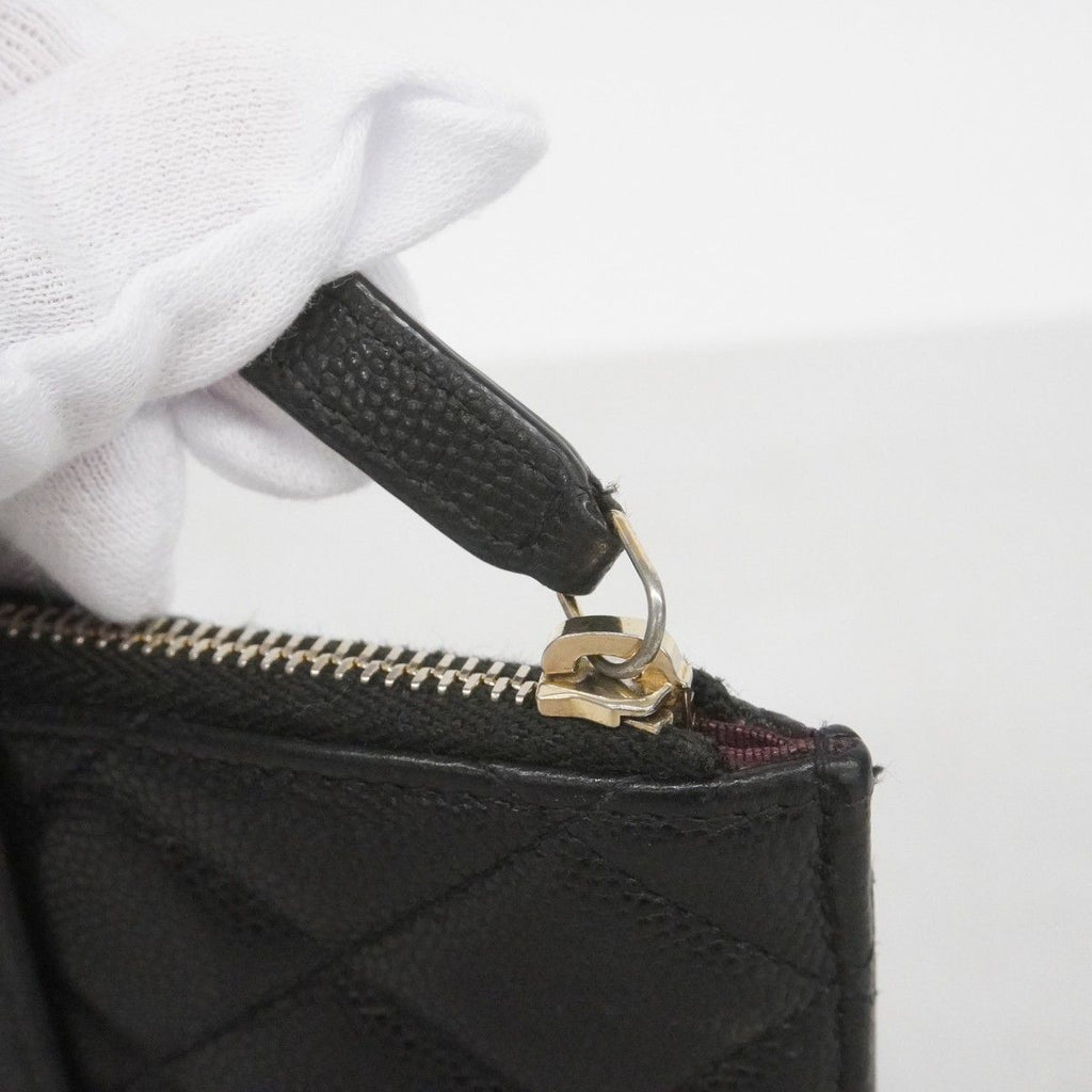 Chanel Wallet Quilted Caviar Leather Black Gold — view 6