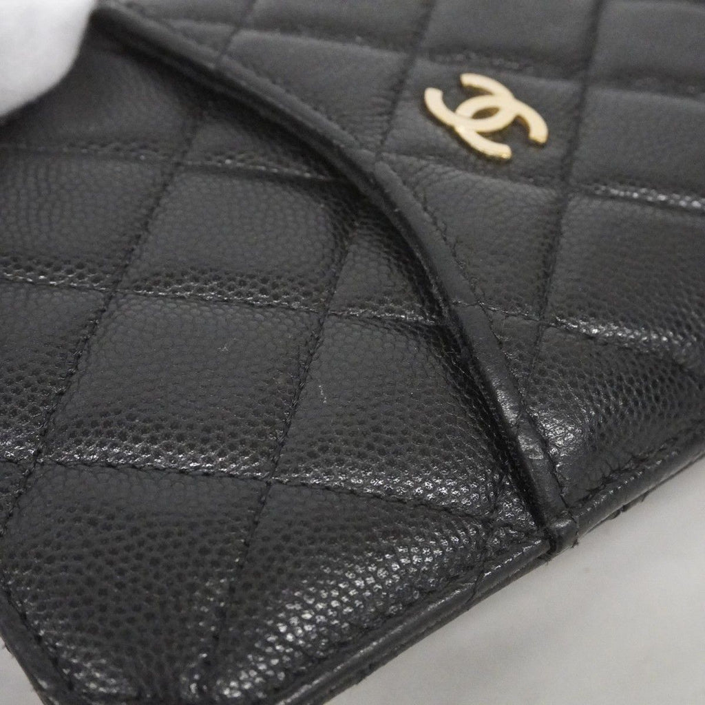 Chanel Wallet Quilted Caviar Leather Black Gold — view 9