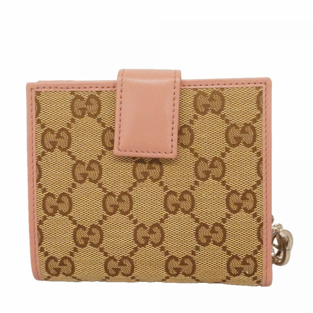 Gucci Wallet GG Canvas Brown Pink Silver