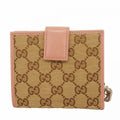 Gucci Wallet GG Canvas Brown Pink Silver