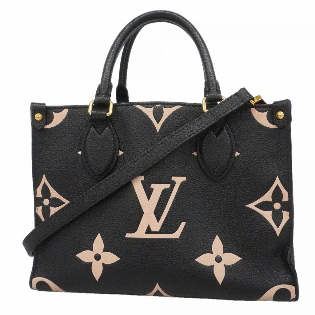 Louis Vuitton Handbag Monogram Empreinte Bicolor On The Go PM Black Beige 2-Way