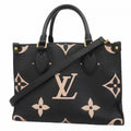 Louis Vuitton Handbag Monogram Empreinte Bicolor On The Go PM Black Beige 2-Way