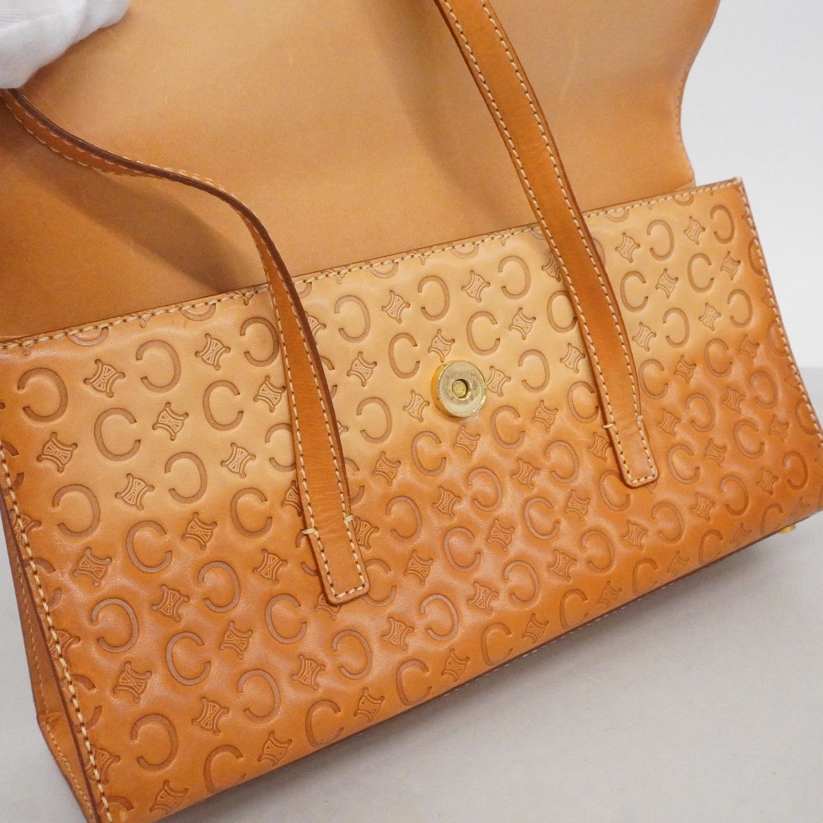 Celine Handbag C Macadam Leather Brown Gold — view 7