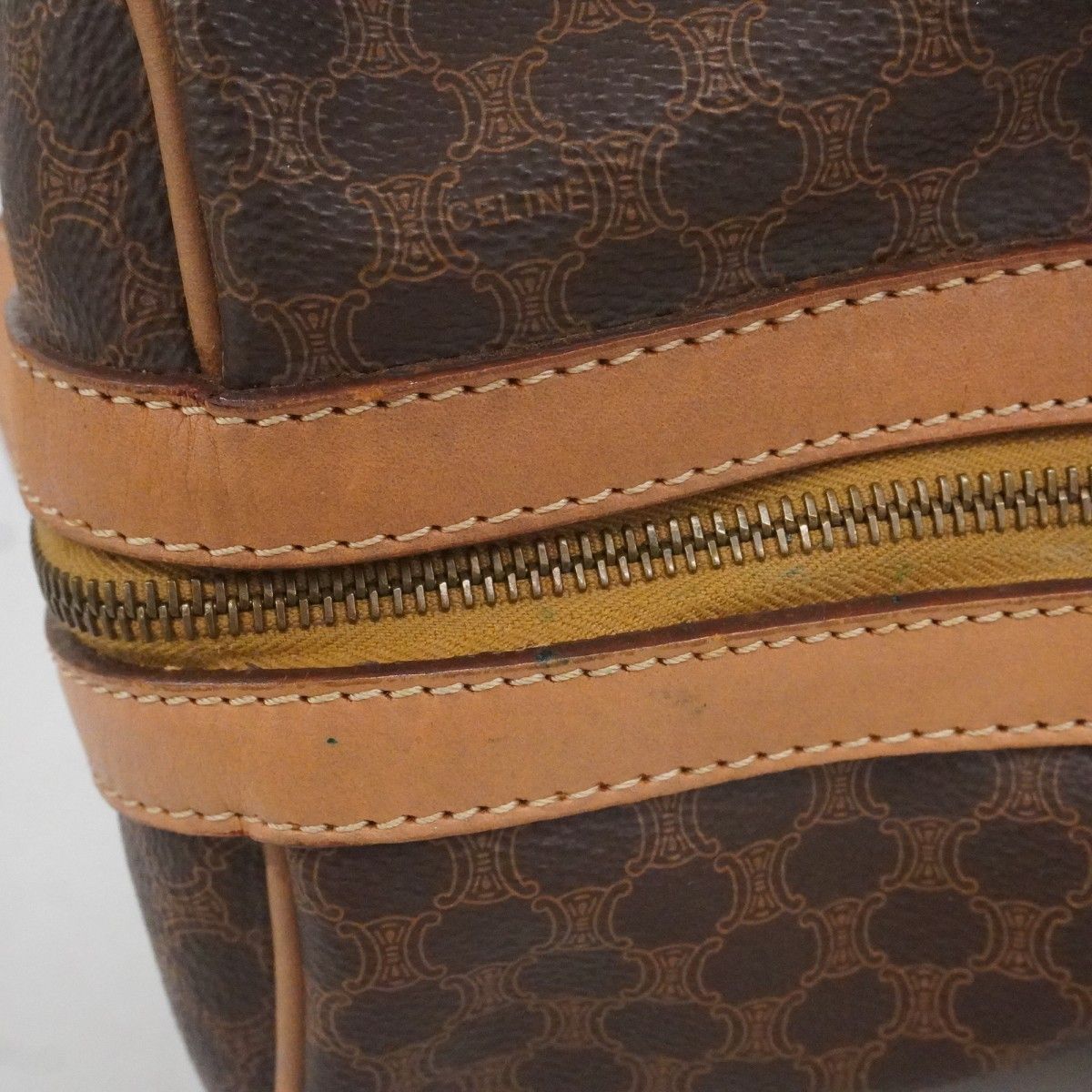 Celine Boston Bag Macadam Brown Gold — view 9