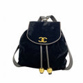 Chanel Backpack Velour Black Gold