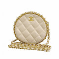 Chanel Shoulder Bag Quilted Lambskin Beige Gold