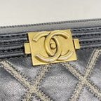 Chanel Wallet Boy Leather Black Gold — view 8