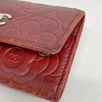 Chanel Key Case Camellia Lambskin Red Silver Key Holder — view 7