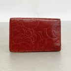 Chanel Key Case Camellia Lambskin Red Silver Key Holder — view 9
