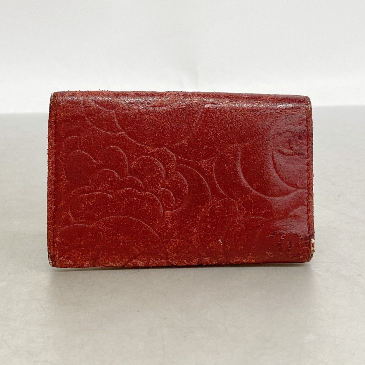 Chanel Key Case Camellia Lambskin Red Silver Key Holder — view 9