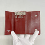 Chanel Key Case Camellia Lambskin Red Silver Key Holder — view 3