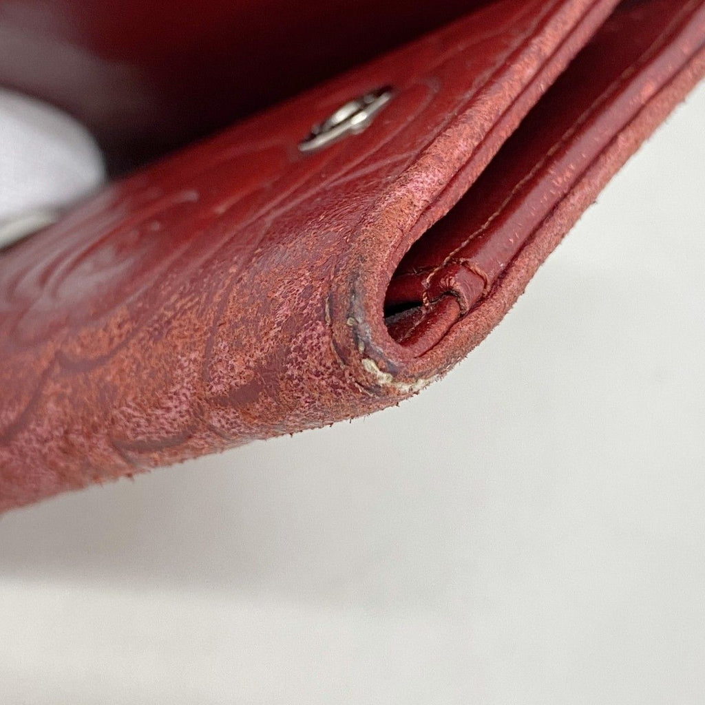 Chanel Key Case Camellia Lambskin Red Silver Key Holder — view 5