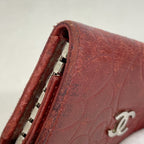 Chanel Key Case Camellia Lambskin Red Silver Key Holder — view 6