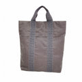 Hermes Tote Her Line Cabas Canvas Gray Silver