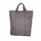 Hermes Tote Her Line Cabas Canvas Gray Silver