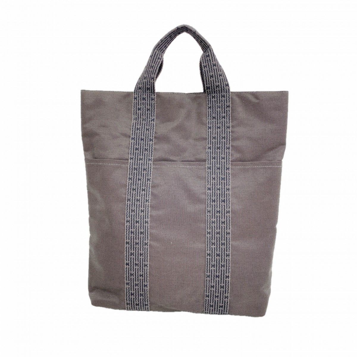 Hermes Tote Her Line Cabas Canvas Gray Silver