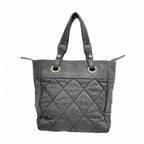Chanel Tote Paris Biarritz Nylon Canvas Black Silver