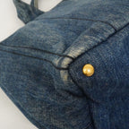 Prada Tote Canapa Denim Navy Gold — view 6