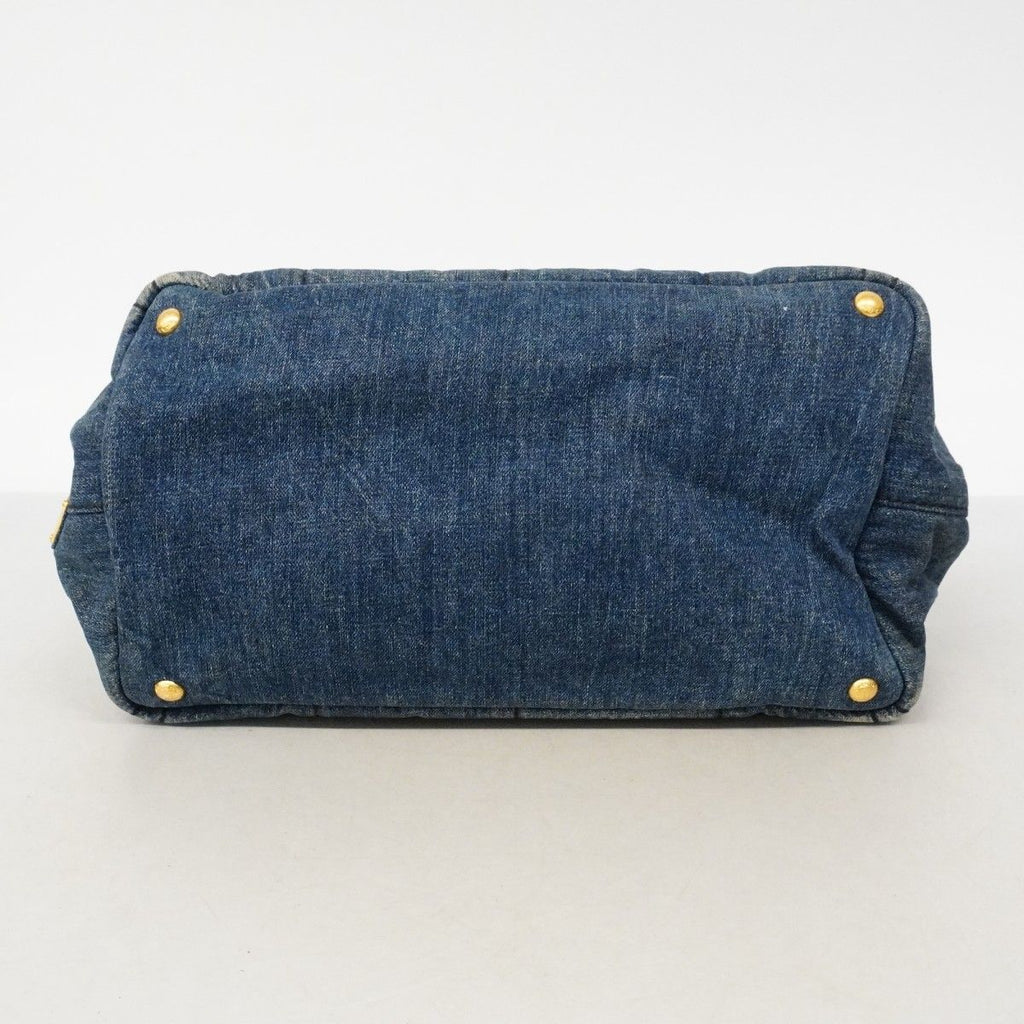 Prada Tote Canapa Denim Navy Gold — view 3