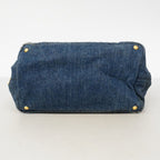 Prada Tote Canapa Denim Navy Gold — view 3