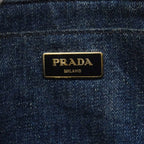 Prada Tote Canapa Denim Navy Gold — view 5