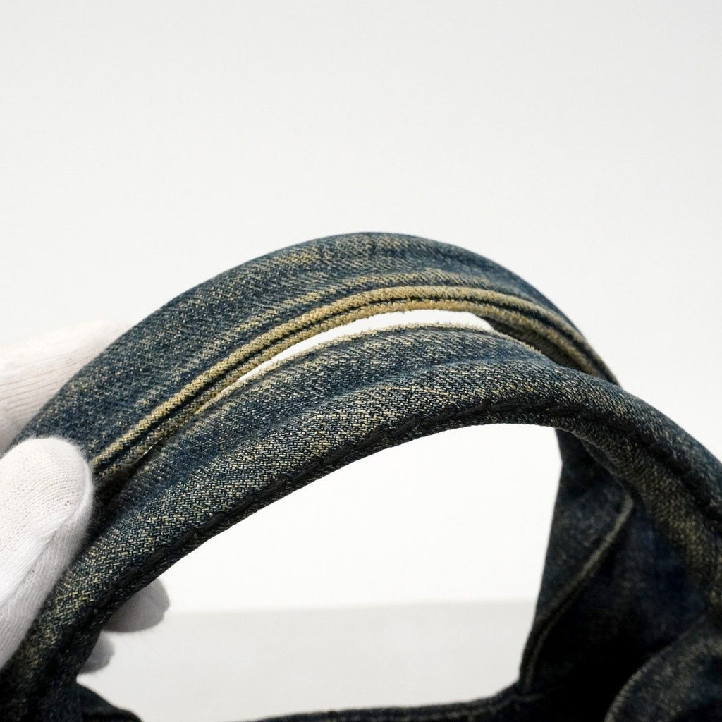 Prada Tote Canapa Denim Navy Gold — view 8