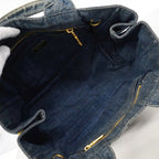 Prada Tote Canapa Denim Navy Gold — view 4