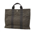 Hermes Tote Her Line MM Canvas Gray Silver