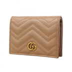 Gucci Wallet GG Marmont Leather Pink Beige Gold