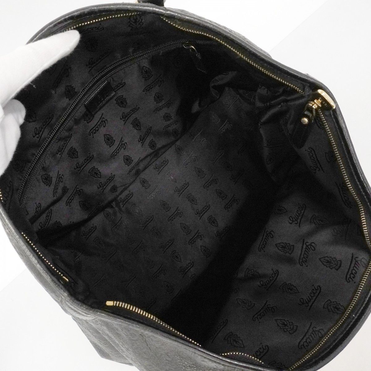 Gucci Tote Guccissima Leather Black Champagne Gold — view 4