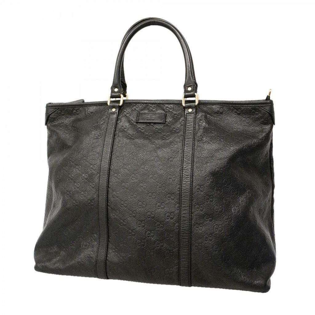 Gucci Tote Guccissima Leather Black Champagne Gold