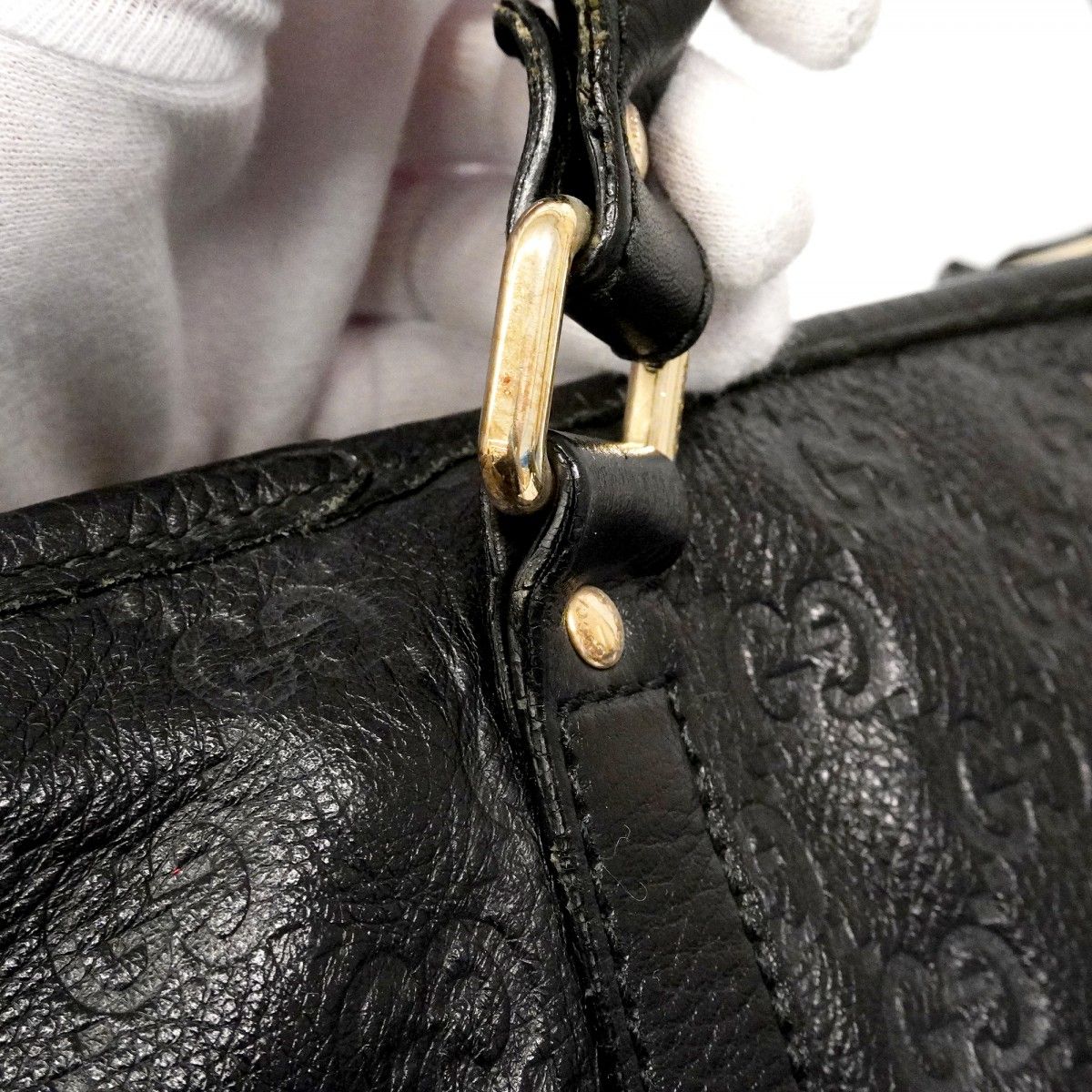Gucci Tote Guccissima Leather Black Champagne Gold — view 7