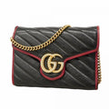 Gucci Shoulder Wallet GG Marmont Leather Black Gold