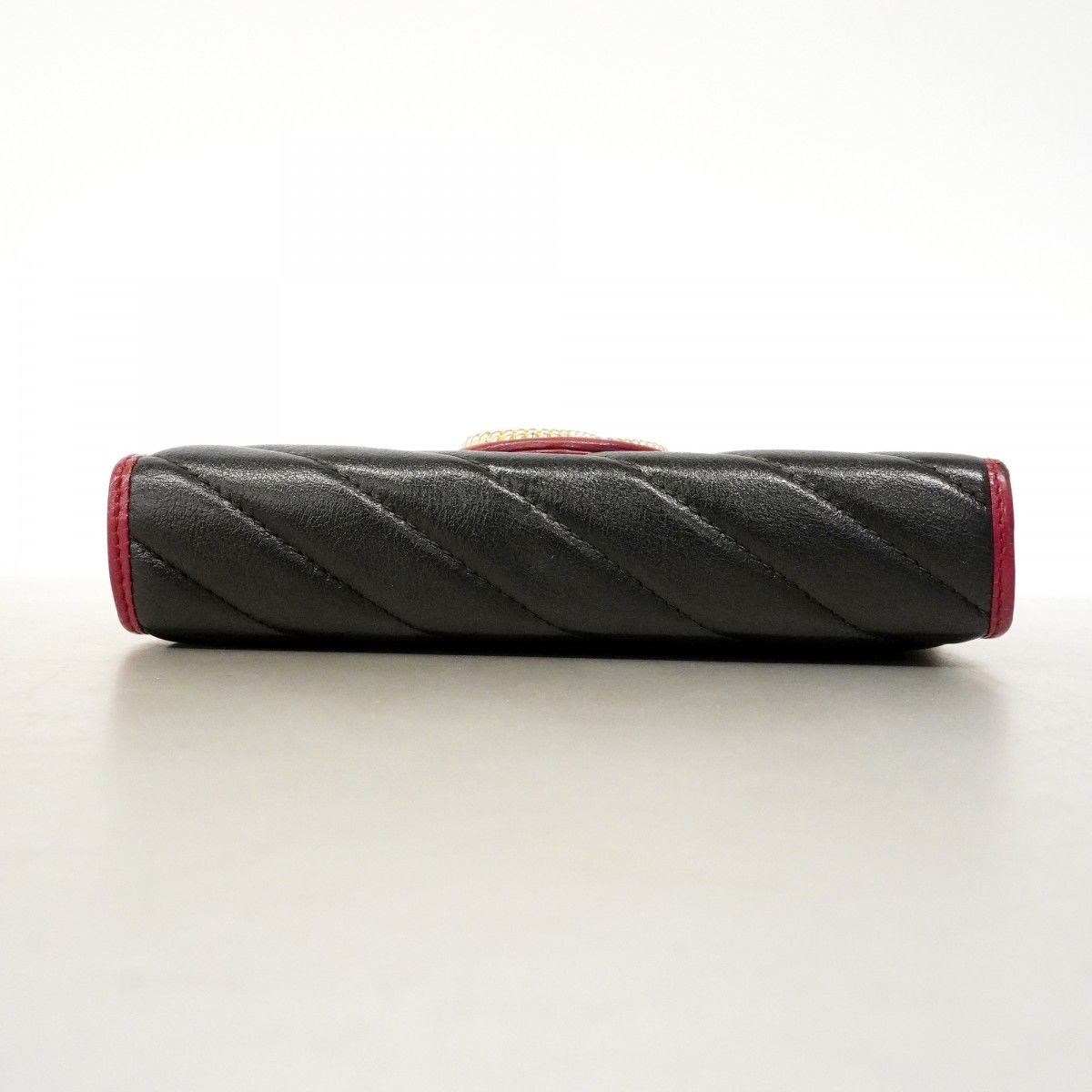 Gucci Shoulder Wallet GG Marmont Leather Black Gold — view 3