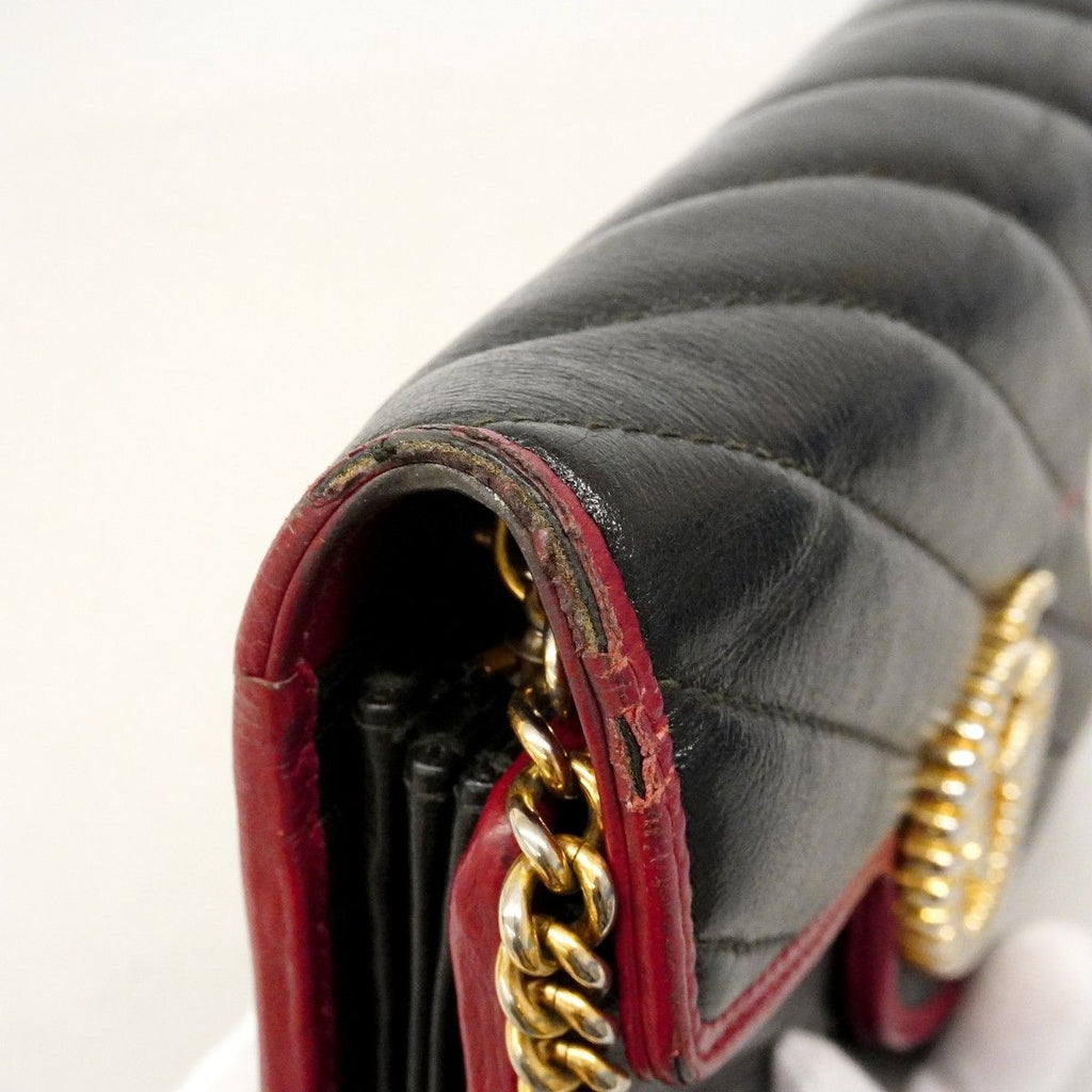 Gucci Shoulder Wallet GG Marmont Leather Black Gold — view 6