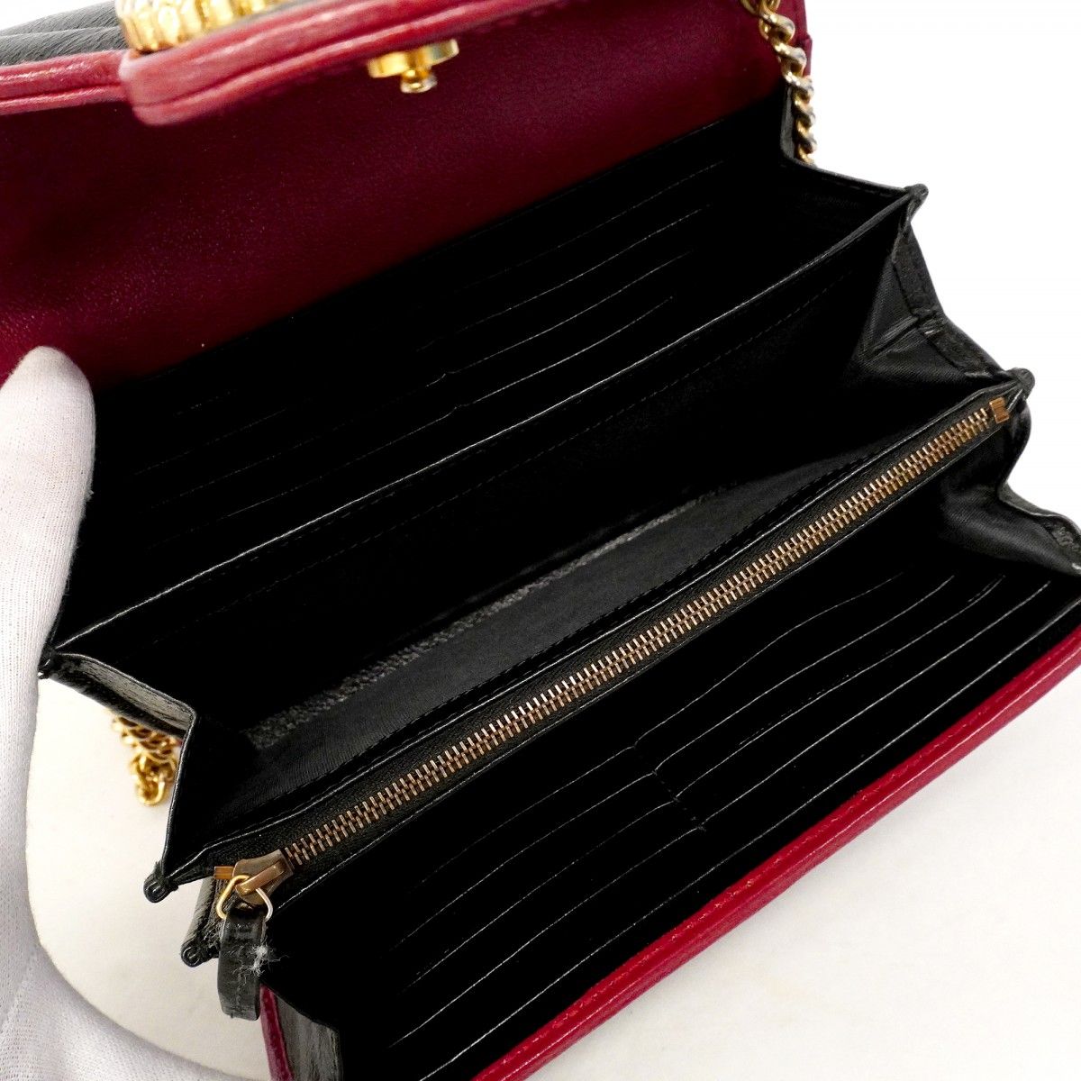 Gucci Shoulder Wallet GG Marmont Leather Black Gold — view 4