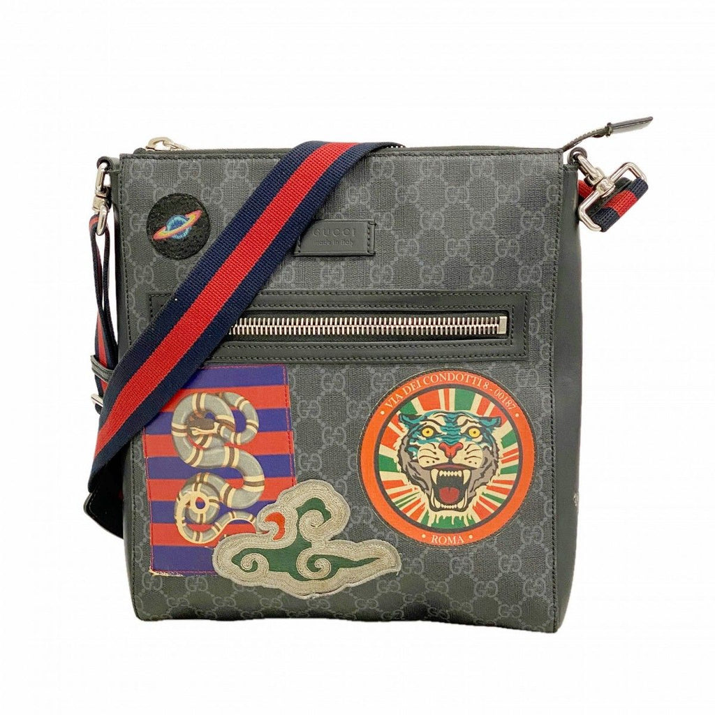 Gucci Shoulder Bag GG Supreme Black Silver