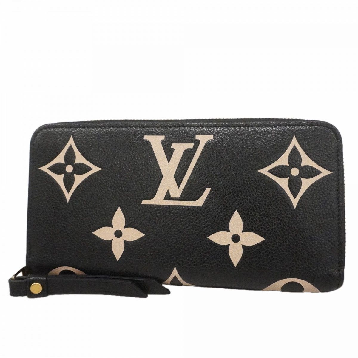 Louis Vuitton Wallet Monogram Empreinte Bicolor Zippy Black Beige