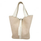 Hermes Handbag Picotin PM Toile Ash White Silver