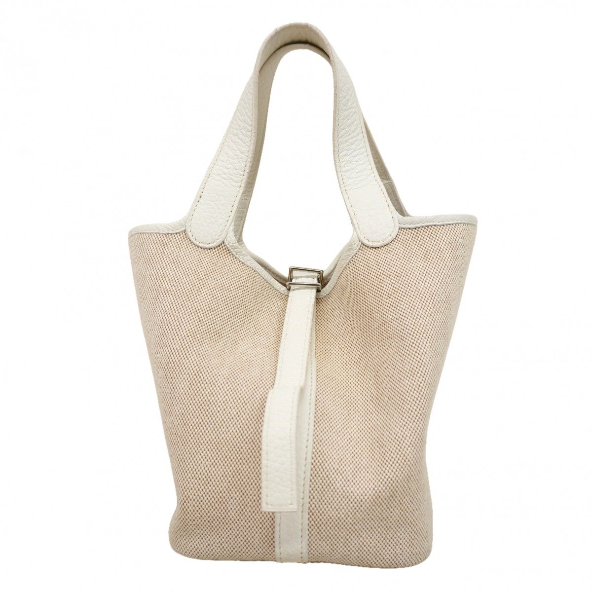 Hermes Handbag Picotin PM Toile Ash White Silver