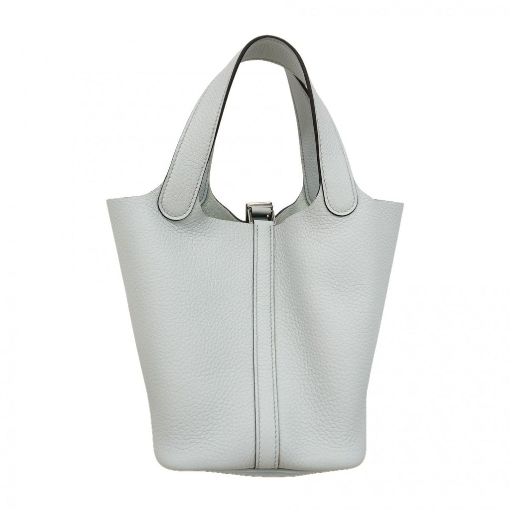 Hermes Handbag Picotin Lock PM Taurillon Clemence Blue Pale Silver — view 8
