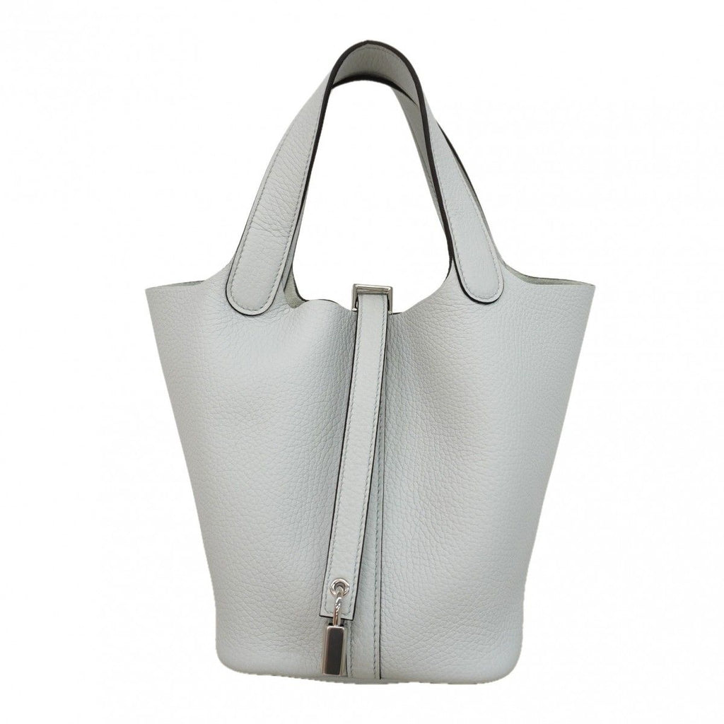 Hermes Handbag Picotin Lock PM Taurillon Clemence Blue Pale Silver