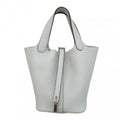 Hermes Handbag Picotin Lock PM Taurillon Clemence Blue Pale Silver