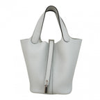 Hermes Handbag Picotin Lock PM Taurillon Clemence Blue Pale Silver