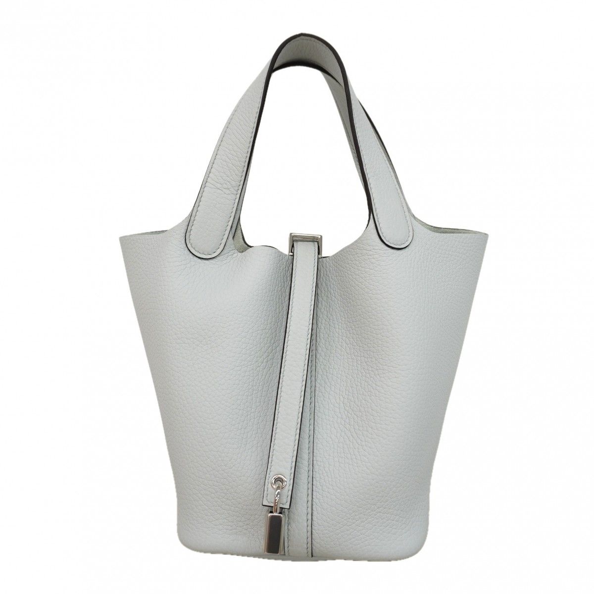 Hermes Handbag Picotin Lock PM Taurillon Clemence Blue Pale Silver