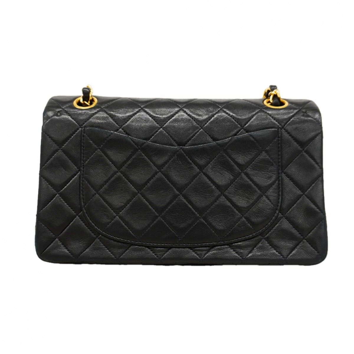 Chanel Shoulder Bag Quilted Lambskin Black Gold — view 9