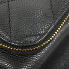 Chanel Shoulder Bag Quilted Caviar Leather Black Champagne Gold — view 8