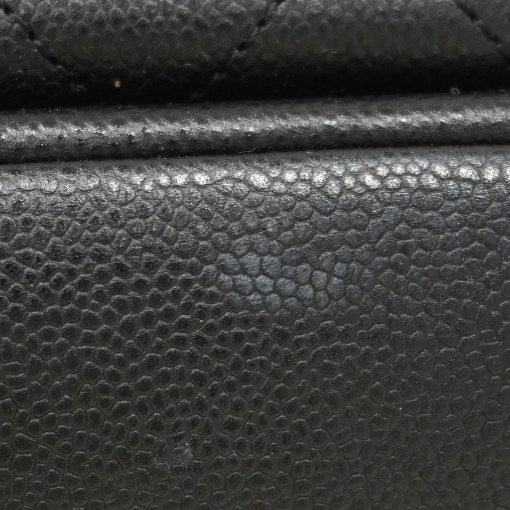 Chanel Shoulder Bag Quilted Caviar Leather Black Champagne Gold — view 9