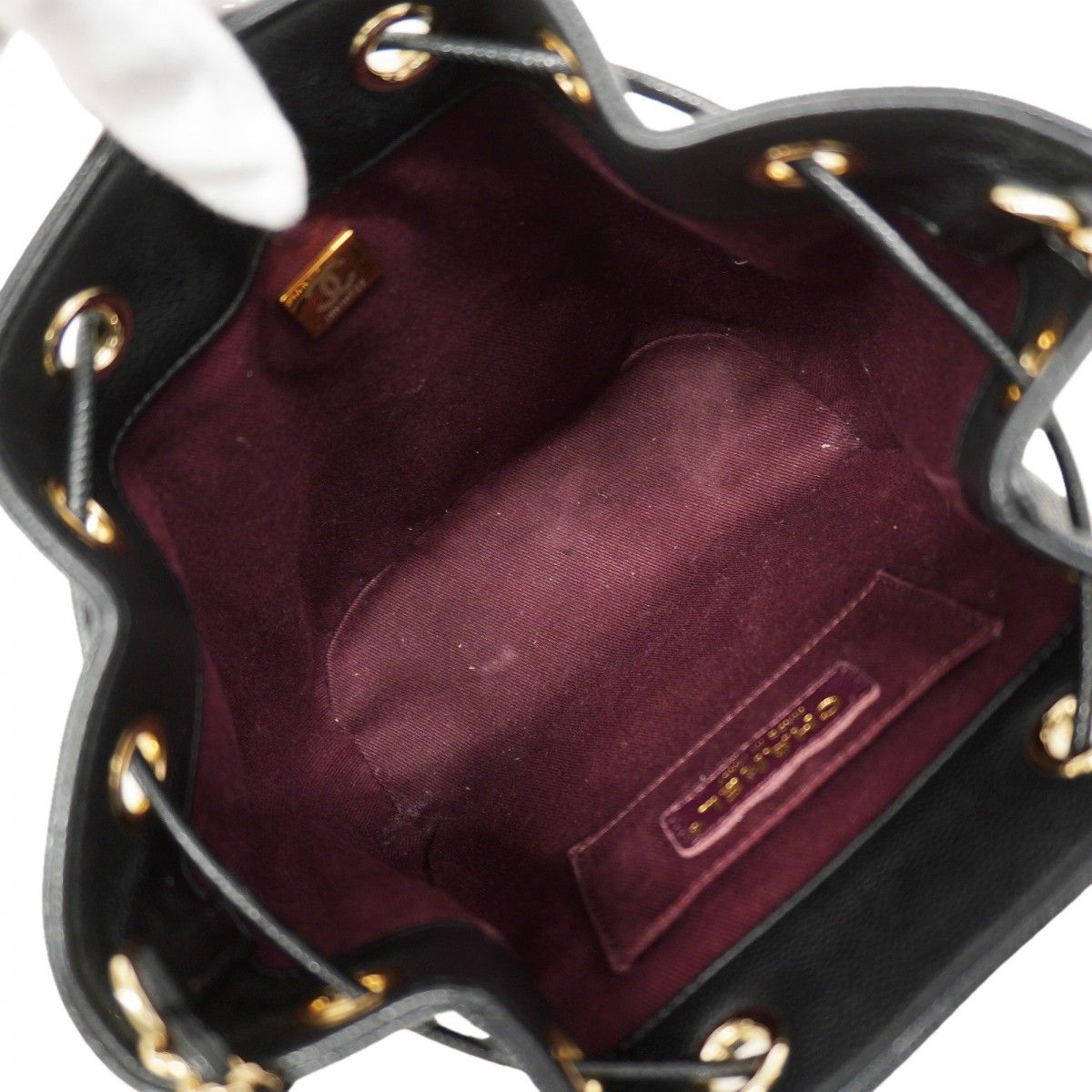 Chanel Shoulder Bag Quilted Caviar Leather Black Champagne Gold — view 4