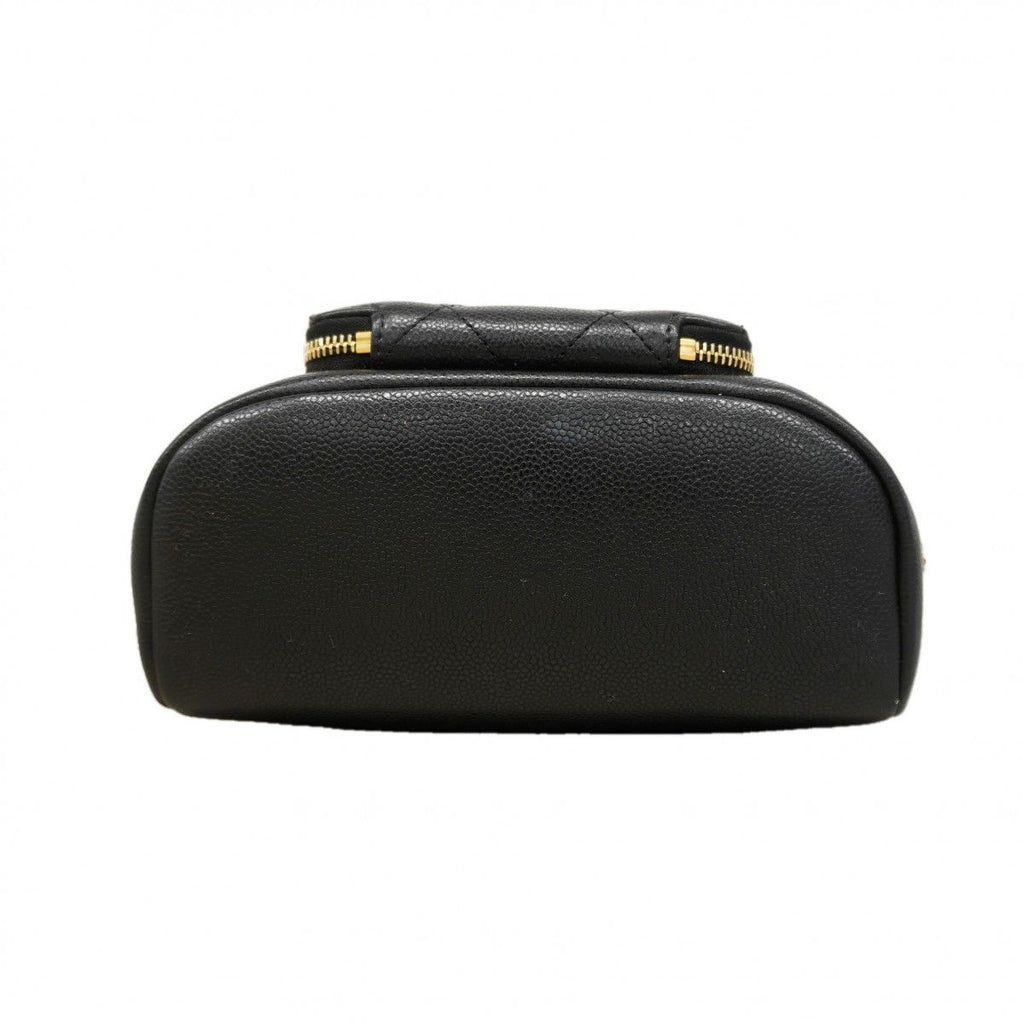 Chanel Shoulder Bag Quilted Caviar Leather Black Champagne Gold — view 3